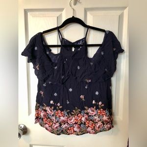 M Cold Shoulder Crop Blouse